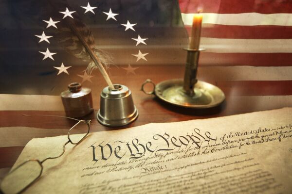 U.S. Constitution on desk