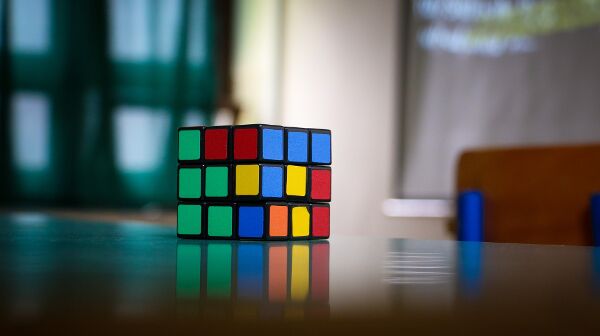 Rubiks cube on table